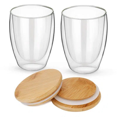 Woody Handmade Dual Glass Cup with Bamboo Lid