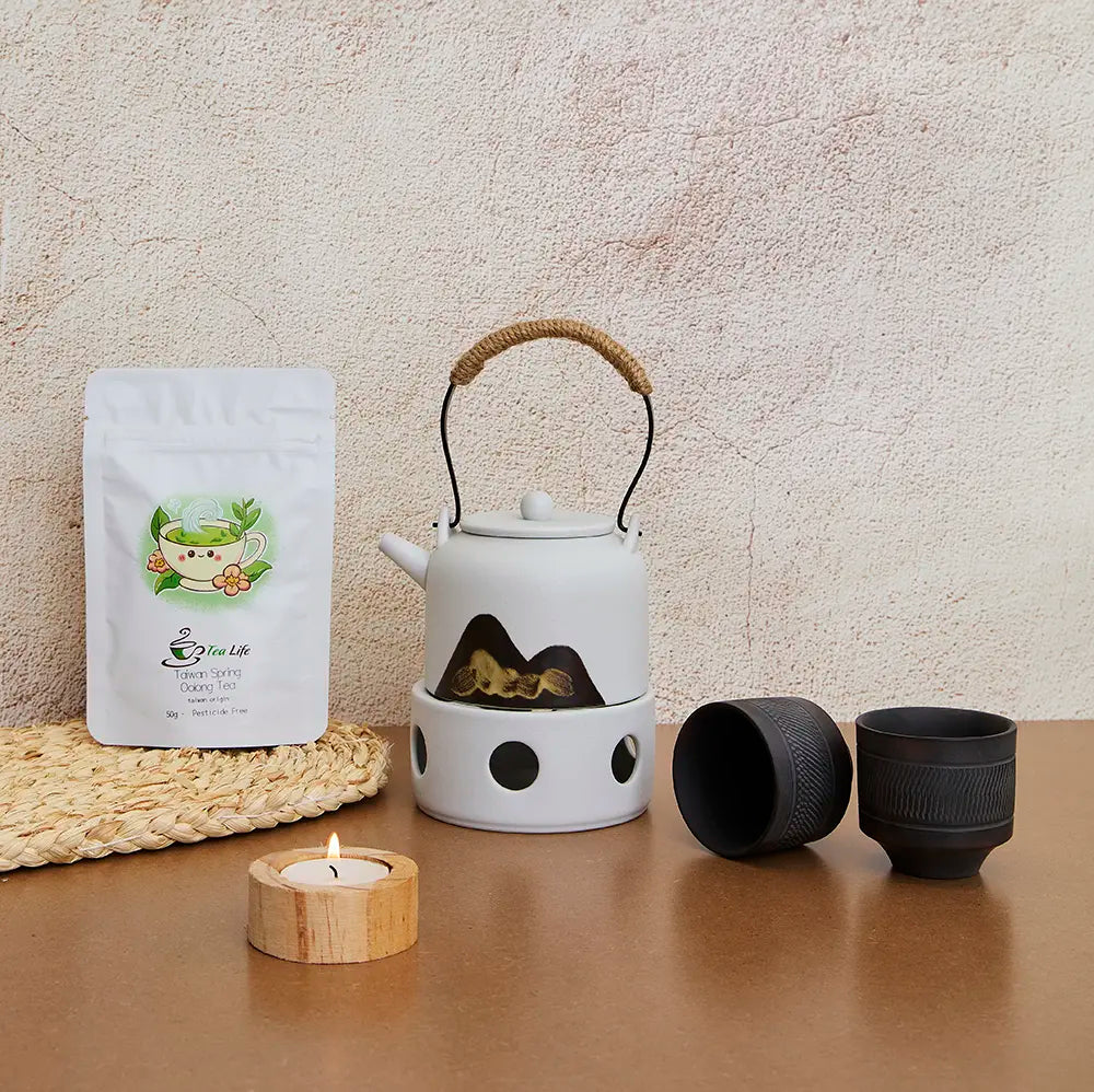 High Mountain Teapot with Ceramic Candle Heater