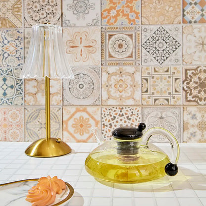 Flat Glass Teapot with Strainer