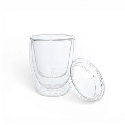 Top Hat Dual Glass Cup with Lid and Strainer