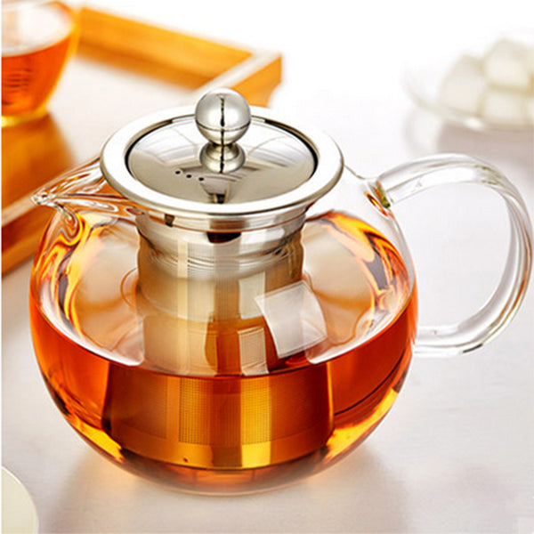 Modern Metal Infuser Glass Teapot - Teapot - accessory, Catch, Glass, Kogan, spo-default, spo-disabled, Teapot - Tea Life™