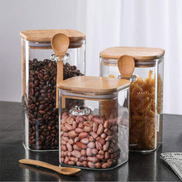 Square Spoon Tea Storage Jar - jar - accessory, Glass - Tea Life™